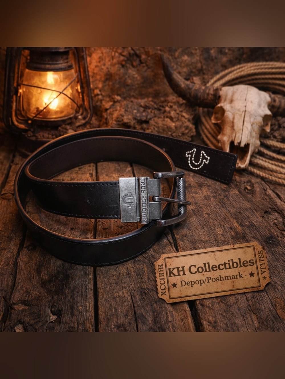 True Religion Lumin II Reversible Belt | Black & Brown | Size 35 UNISEX NWT
